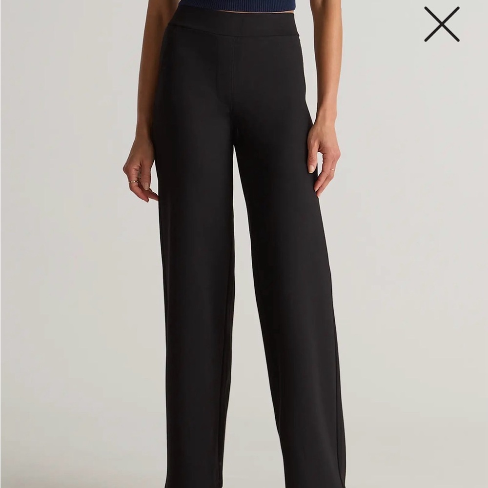 Quince Ultra-Stretch Ponte Wide Leg Pants Black - Large